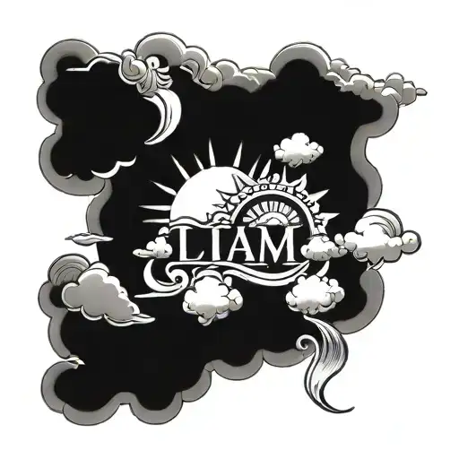 Sun And Clouds With The Name Liam Under