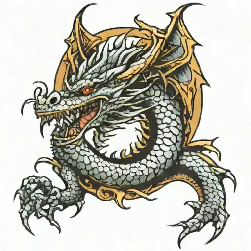 A Medieval Dragon Coiling Like A Tower Down My Forearm