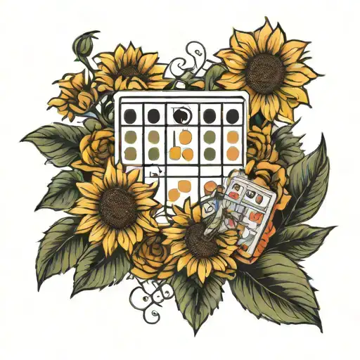 Bingo Card And Sunflowers Intertwined