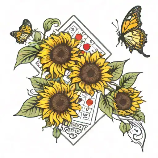 Bingo Card And Sunflowers