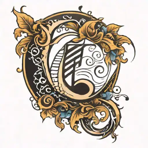 Crescent Moon With Eighth Notes Hanging Across The Bottom