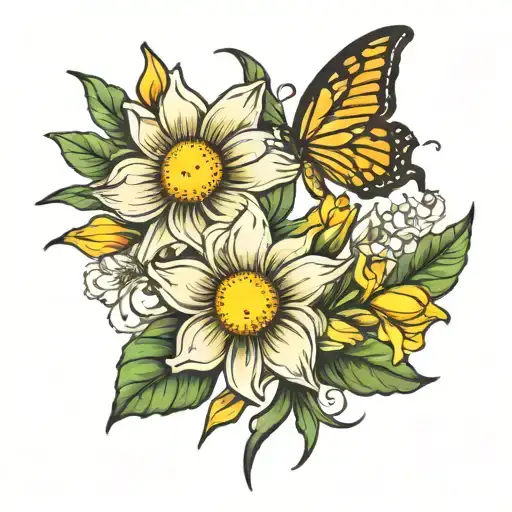 Daisy And Narcissus Flower