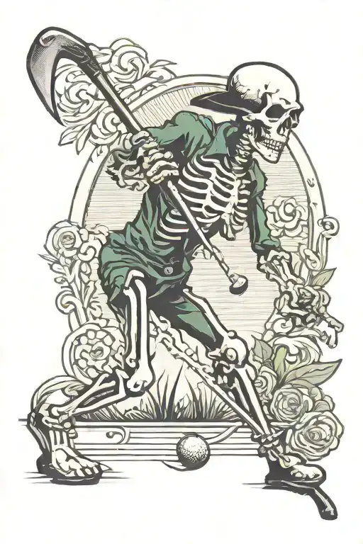 Skeleton Playing Golf Club