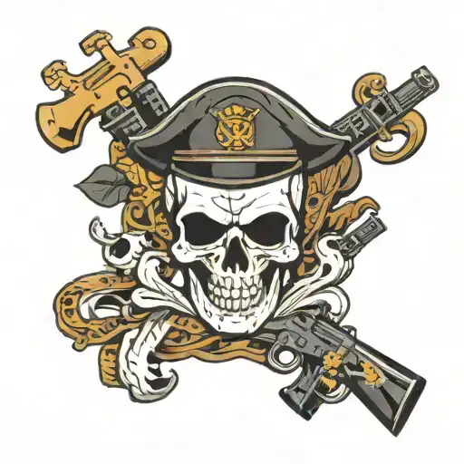 A Marine Corps Veteran Holding A Rifle With A Skull And Crossbones Symbol In The Background