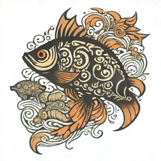 Back Of The Dark Fish In Shallow