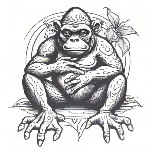 Gorila And Frog Sitting