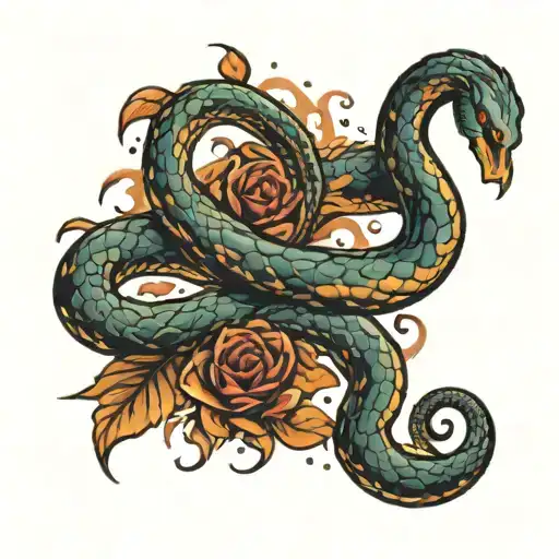 Snake And Bird Rising From Ashes