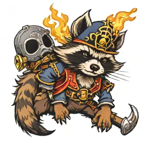 Racoon Pirate With Fire
