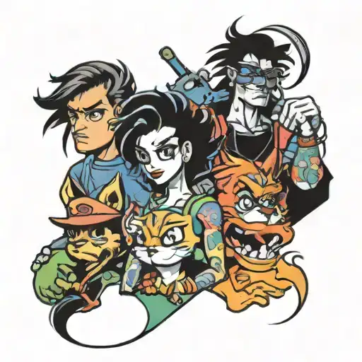 Full Forearm Sleeve With These 80S And 90S Cartoon Characters