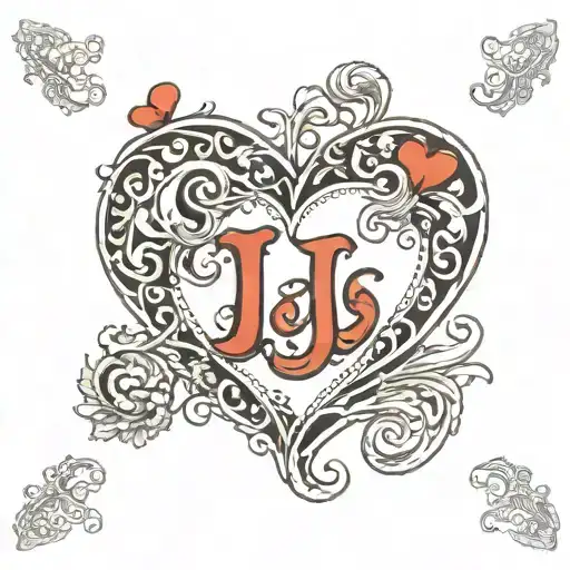 Letter J Hidden In A Love Heart Covered With Filigree