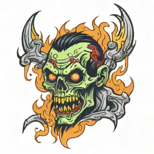 Zombie Rocker With Fire On Top