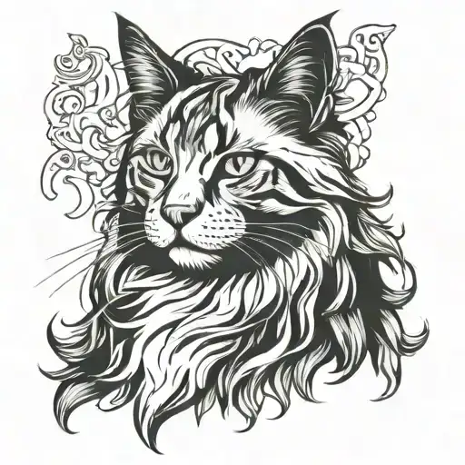 White Half Cat Half Seal Maine Coon