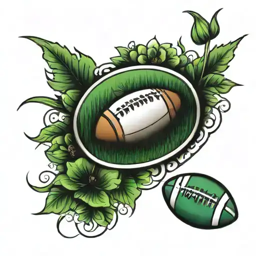 Football Field And Flowers Growing