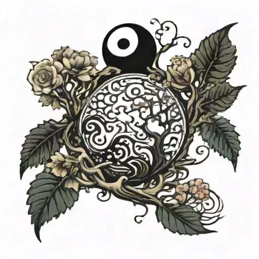 Ying Yang And Tree Of Life