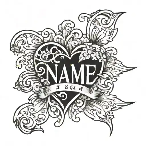 Name In English With Black Heart Follwed