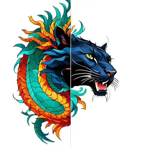 Panther And Dragon Opposite Sides