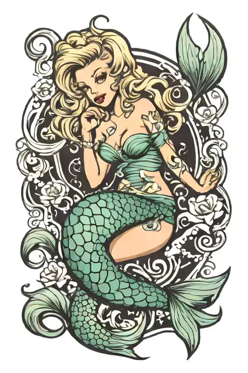 Pinup Blond Mermaid
