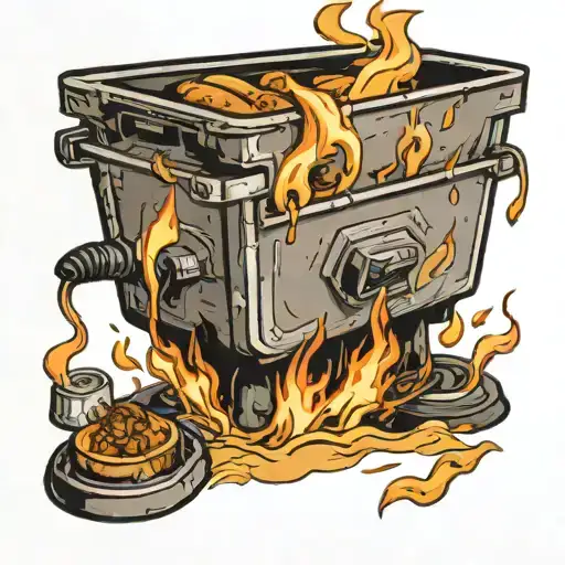 Toaster Taking A Bath In A Garbage Can On Fire