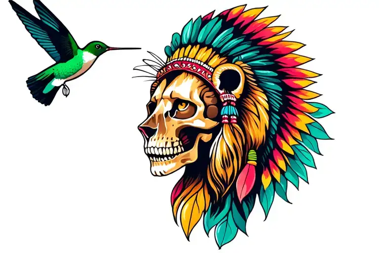 Skull Indian Picses Lion Hummingbird Hovering