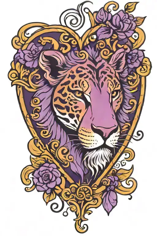 Purple Leo Zodiac Sign In Purple Heart Shape