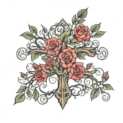 Tree Of Life Intertwined Roses Cross