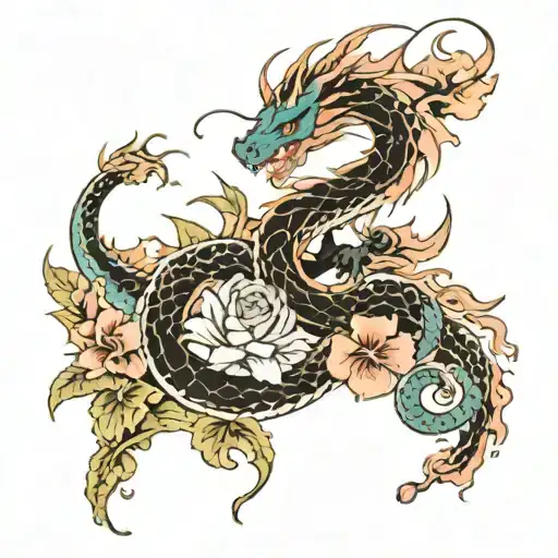 Dragon And Flowers