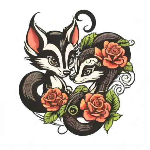 Lettres Skunk And Simbol Of Etern Love