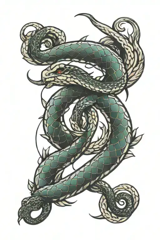 Snake Half Moon Surrounded Aries Symbol Morphed