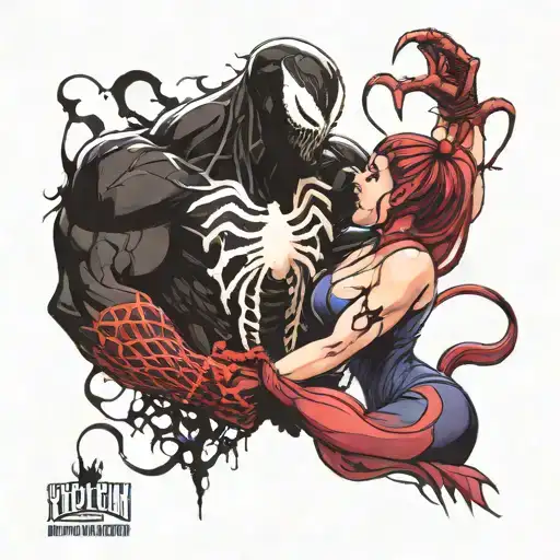 Venom From Spider Man Fighting Mileena From Mortal Kombat