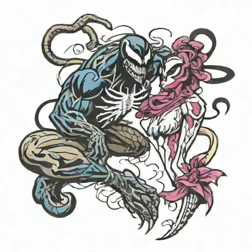 Venom From Spider Man Fighting Mileena From Harley Queen