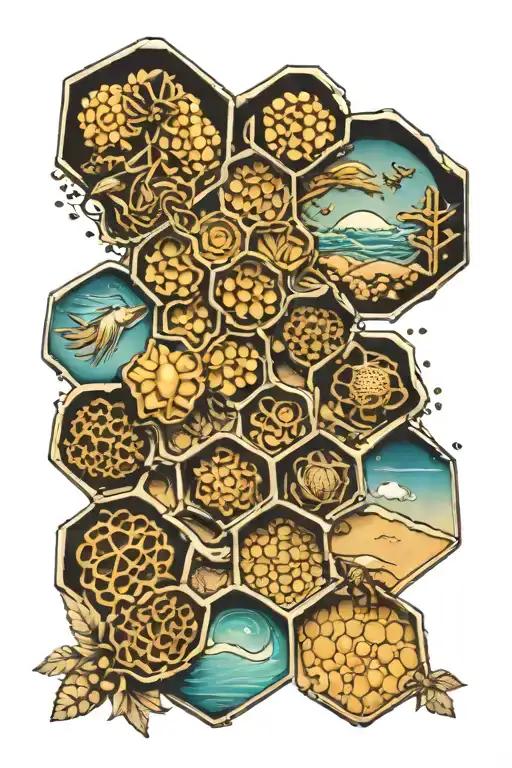 Beach Transitioning Into Honeycombs Forming The Shape