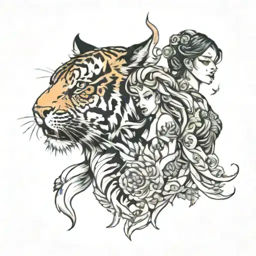 Tiger And Woman