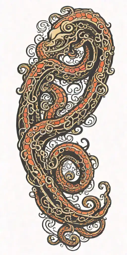 Kraken Tentacles Spiral Down Arm