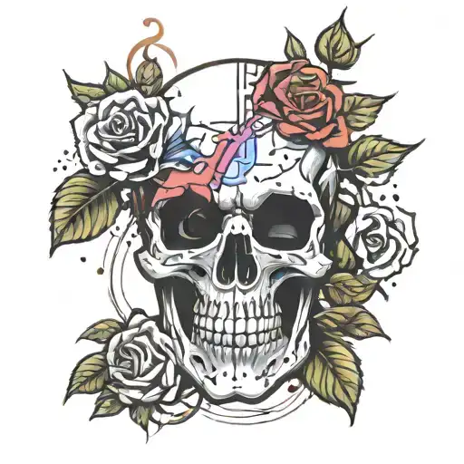 Cyberpunk Inspired Skull And Roses