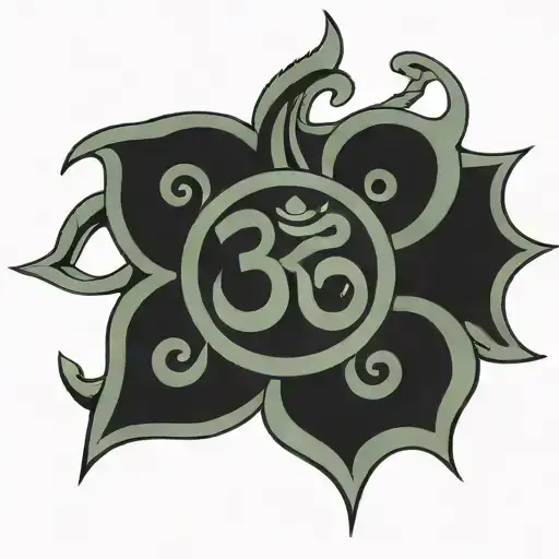 Hindu Trident With Om Symbol Intertwined