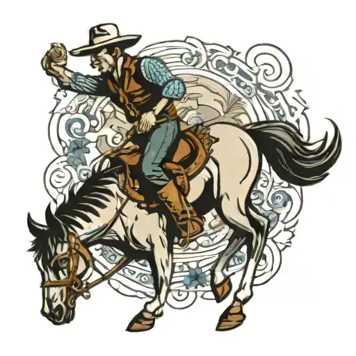 Vintage Cowboy Riding