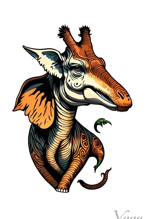 Elephant Giraffe Dinosaur Surrounded