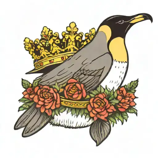Emperor Penguin Wearing Crown Made