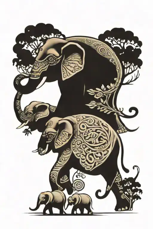 Elephants Walking In A Line