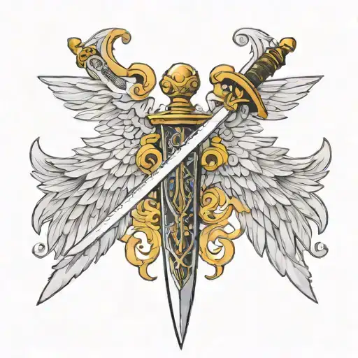 Long Sword With Wings On Top Of Sword