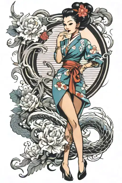 Asian Pin Up Standing Tall