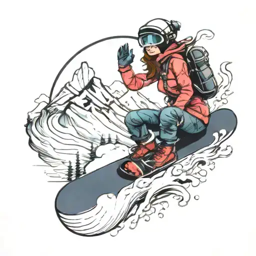 Woman Snowboard Mountain