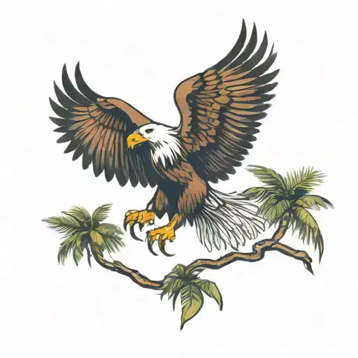 Eagle And Palm Tree