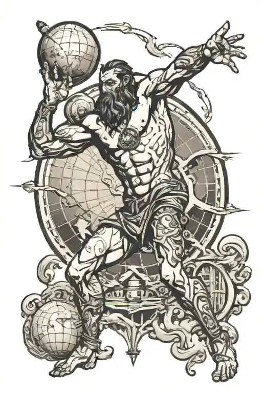 Atlas Holding The World With Landmarks