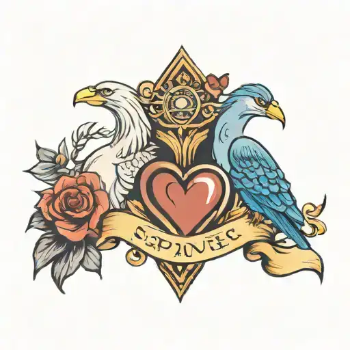 Paired Tattoos For Spouses With A Family Symbol