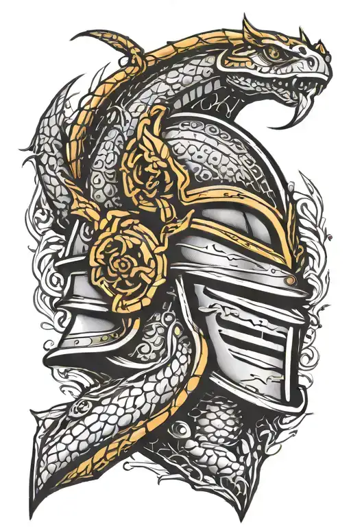 Knight Helmet With Snake Wrapped