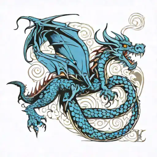 Blue Dragon With Louis Vuitton Background Black