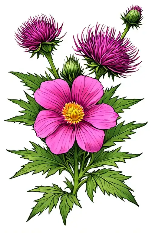 Scottish Thistle Pink Primrose Flower