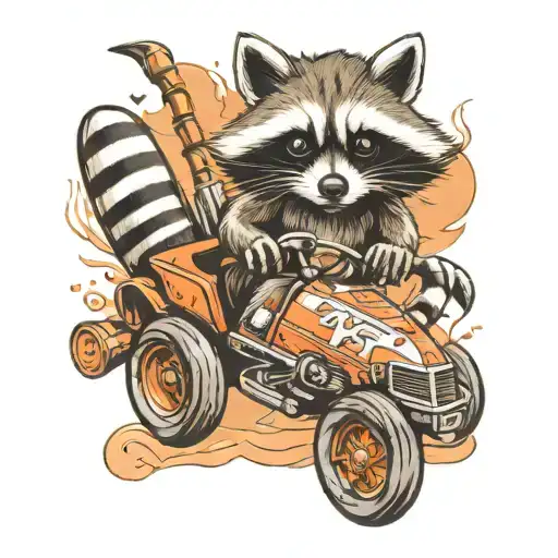 Raccoon Driving F1 Car