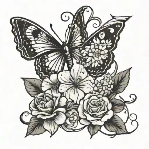 A Moon A Butterfly Anchor Intertwined With January And October Birth Flowers